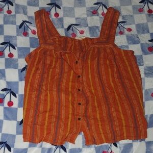 a.n.a Orange Striped Sleeveless Top